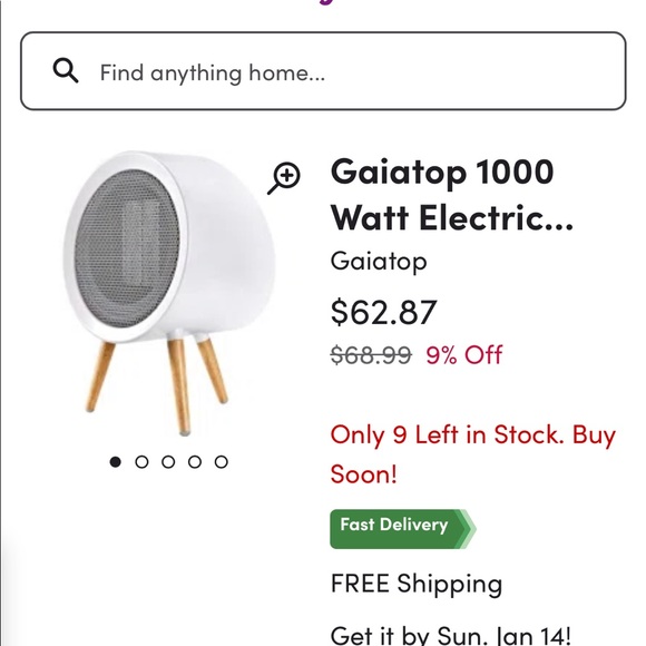 GaiaTop K-116 1000W/110V Personal Heater Tabletop Retro Look ~ White. - Picture 4 of 6